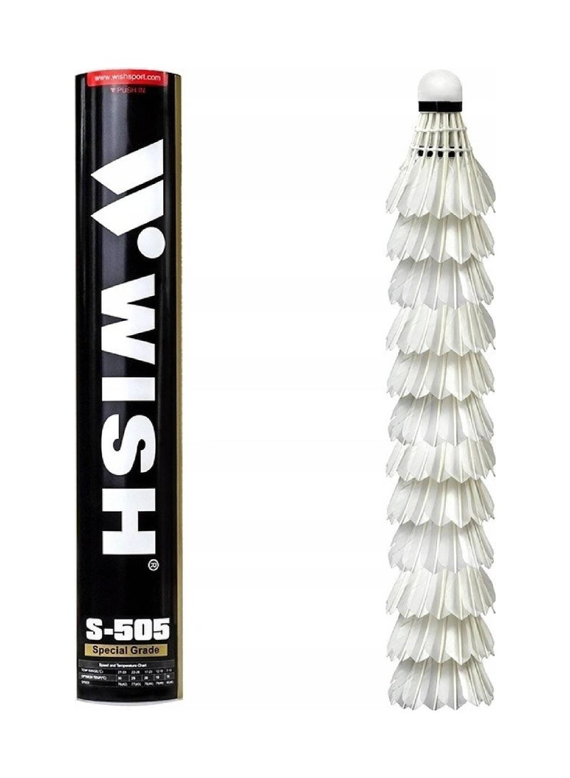 Wish Feather Shuttlecock Set Wish badminton shuttlecocks S505-03 12 Pcs White