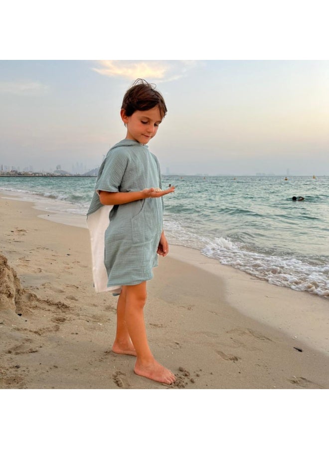 Little Sol منشفة شاطئ قطنية عضوية مع غطاء رأس - للأطفال (6-10 سنوات) - Image 2