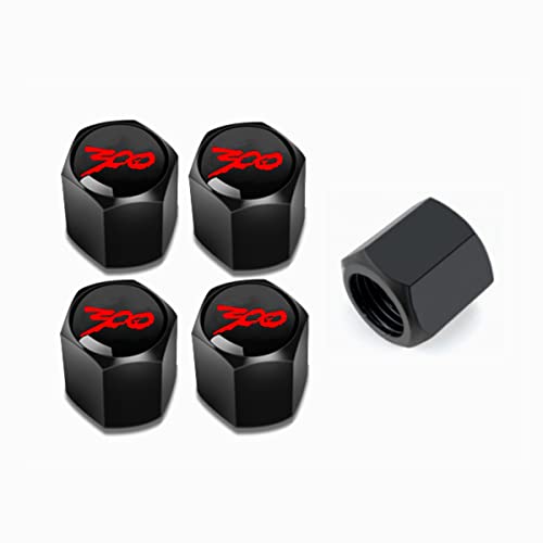 HUIANTS for Chrysler 300/C/ 300S Black Metal Tire Valve Stem Cap Covers Air Valve Cap Set Dust Proof Leak-Proof Air Cover Logo Styling Car Accessories(Pack of 5) - Image 1