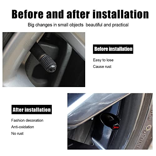 HUIANTS for Chrysler 300/C/ 300S Black Metal Tire Valve Stem Cap Covers Air Valve Cap Set Dust Proof Leak-Proof Air Cover Logo Styling Car Accessories(Pack of 5) - Image 4