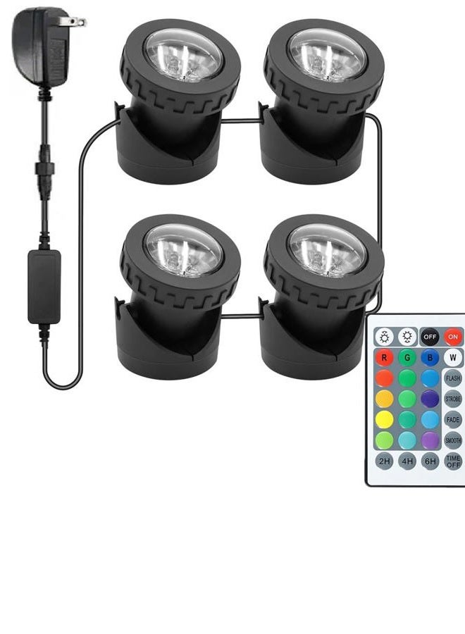 TENSUL Colored Pond Lights with Timer, RGB Fountain Lights Underwater Light IP68 Waterproof, Dimmable Outdoor Landscape Lights Fish Tank Pond Fountain Garden(4 Lights) - Image 1