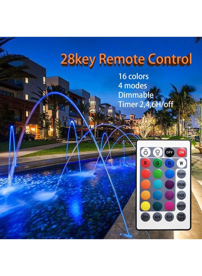 TENSUL Colored Pond Lights with Timer, RGB Fountain Lights Underwater Light IP68 Waterproof, Dimmable Outdoor Landscape Lights Fish Tank Pond Fountain Garden(4 Lights) - Image 3
