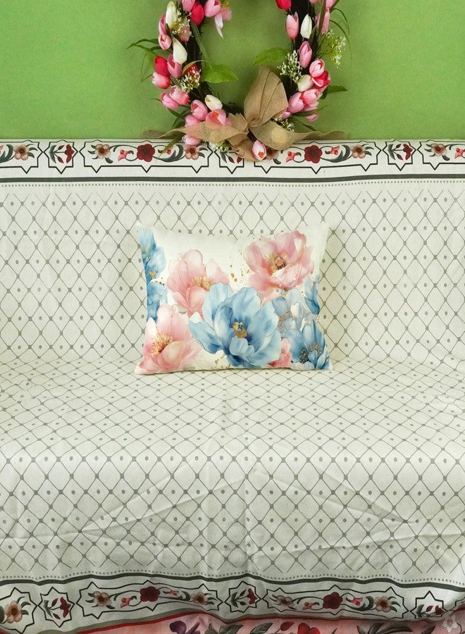 ONWAY Spring Floral Lumbar Pillow Cover 12x20 Inch Farmhouse Blue Pink Flowers Decorative Pillowcase Outdoor Patio Cushion Case for Sofa Couch Home Decor - Image 2