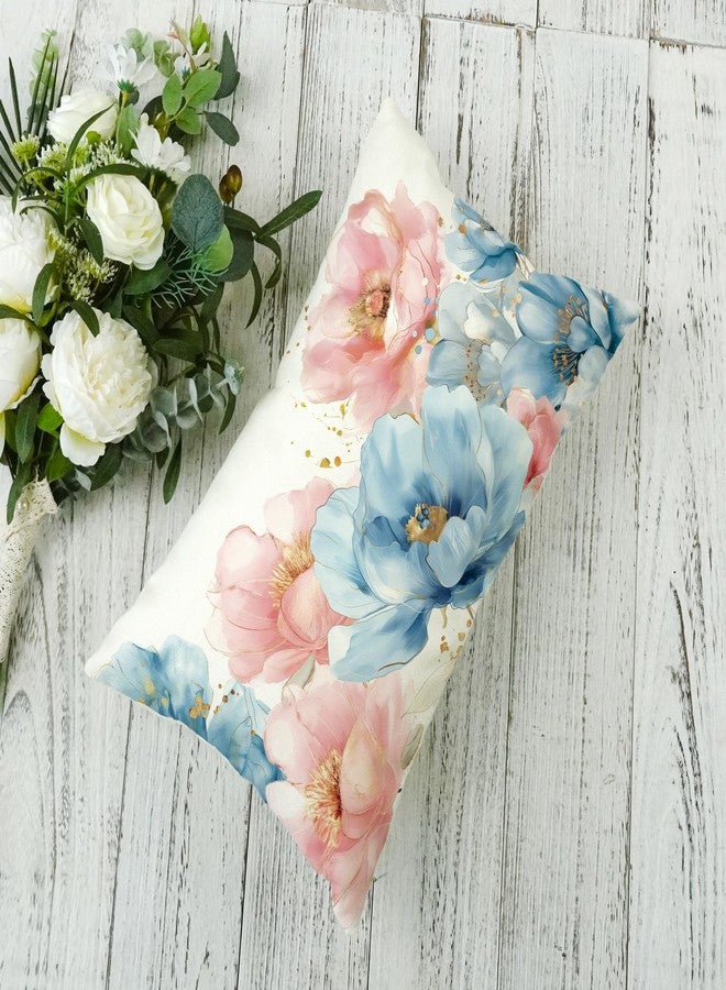 ONWAY Spring Floral Lumbar Pillow Cover 12x20 Inch Farmhouse Blue Pink Flowers Decorative Pillowcase Outdoor Patio Cushion Case for Sofa Couch Home Decor - Image 3
