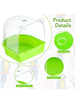 Honeydak 3 Pieces Clear Bird Bath for Cage Parakeet Bird Cage Accessories Hanging Bird Bath Box Parrot Bird Bathing Tub with Clear View for Small Birds Cockatiel Conure Canary Budgies Parrots Blue Green White  - Image 2
