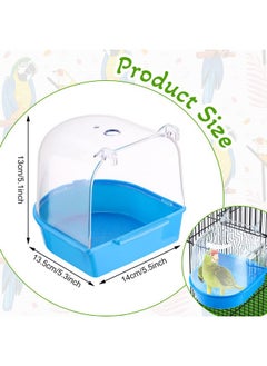 Honeydak 3 Pieces Clear Bird Bath for Cage Parakeet Bird Cage Accessories Hanging Bird Bath Box Parrot Bird Bathing Tub with Clear View for Small Birds Cockatiel Conure Canary Budgies Parrots Blue Green White  - Image 3