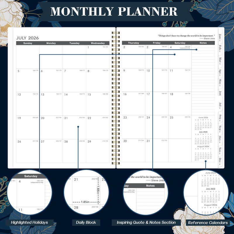 Indeme 2026-2028 Monthly Planner - 2 Year Monthly Planner/Calendar 2026-2028, July 2026 - June 2028, 11" x 9", 24 Monthly Planner with Tabs, Back Pocket, Holidays, Twin-Wire Binding, Note Pages - Image 3