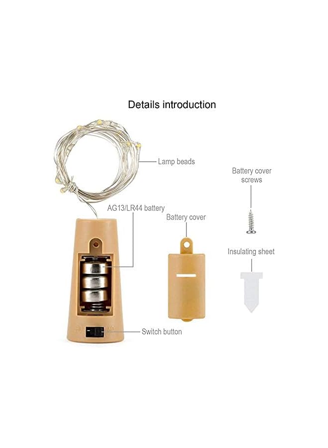 The Bros 10 Pack Bottle Lights, LED Fairy Lights, 2M 20 LEDs Copper Wire Battery Operated Bottle Lights with Cork, String Lights for Parties Weddings Indoor Christmas Outdoor Decoration - Image 5