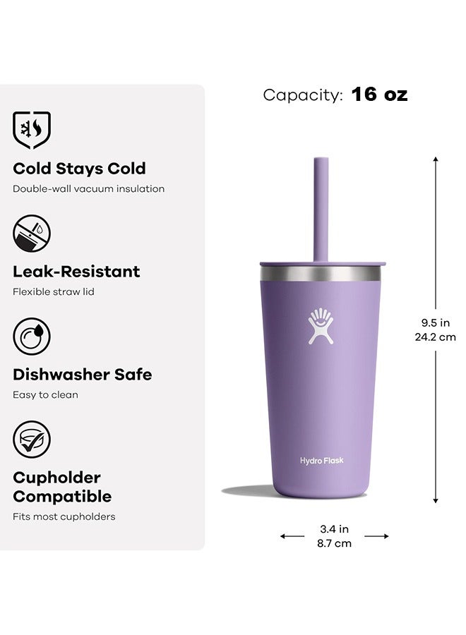 Hydro Flask 16 oz All Around Tumbler with Straw Lid and stainless steel double-wall vacuum insulation  Tumbler BPA-Free  - Image 2