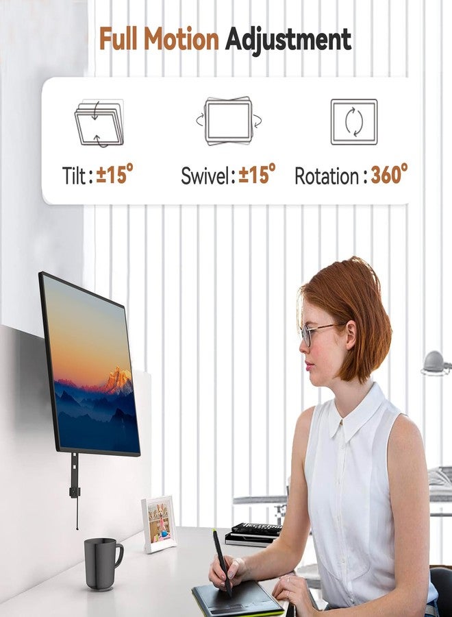 JOY Worker Cubicle Monitor Mount - Height Adjustable Hanging Mount, 13"-34" Cubicle Monitor Hanger, VESA 75*75/100*100mm, Clamp Hook Top Holds Up to 17.6 lbs, Black - Image 4