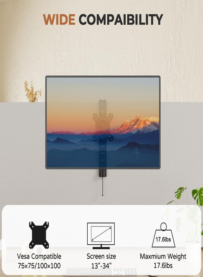 JOY Worker Cubicle Monitor Mount - Height Adjustable Hanging Mount, 13"-34" Cubicle Monitor Hanger, VESA 75*75/100*100mm, Clamp Hook Top Holds Up to 17.6 lbs, Black - Image 5
