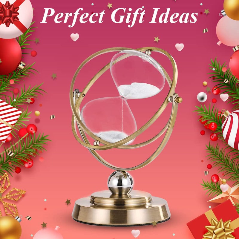 ABXKZ Brass Hourglass 60 Minute Sand Clock Timer:720Â° Rotating Antique White Sand Watch 60 Min,Antiguo Reloj De Arena 1 Hora,Large Metal One Hour Glass Sandglass for Office Desk Home Wedding Gift Decorative - Image 5