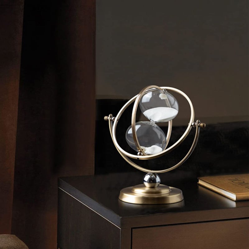 ABXKZ Brass Hourglass 60 Minute Sand Clock Timer:720Â° Rotating Antique White Sand Watch 60 Min,Antiguo Reloj De Arena 1 Hora,Large Metal One Hour Glass Sandglass for Office Desk Home Wedding Gift Decorative - Image 4