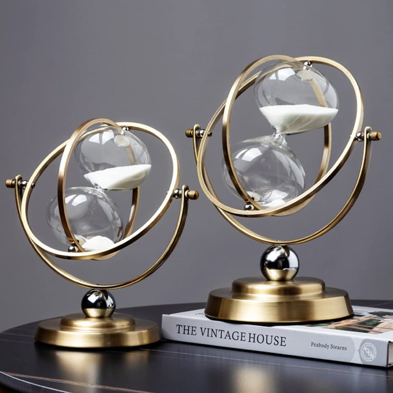 ABXKZ Brass Hourglass 60 Minute Sand Clock Timer:720Â° Rotating Antique White Sand Watch 60 Min,Antiguo Reloj De Arena 1 Hora,Large Metal One Hour Glass Sandglass for Office Desk Home Wedding Gift Decorative - Image 2