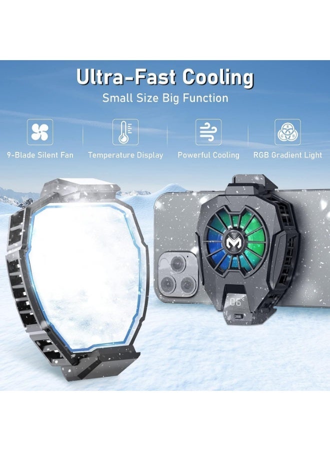 MEMO DL05 Mobile Cooler, Radiator Cooling Fan with Temperature Display, for Gaming and Live Video/Vlogging, Supports 6-8cm Width, Semiconductor Gaming, Cooling Heat Sink, 2-Pin - Image 4