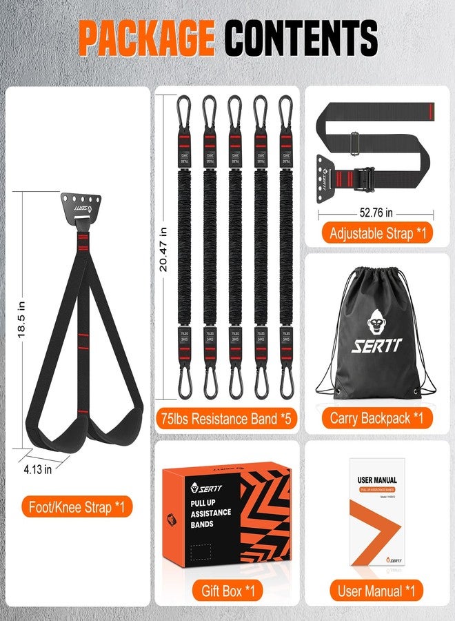 SERTT Adjustable Pull Up Assistance Band, Heavy Duty Assisted Pull Up Bands Support 375lbs, Upgrade Pull Up Bar Resistance Bands for Assist Pullup Home Gym Strength Training (Black) - Image 2