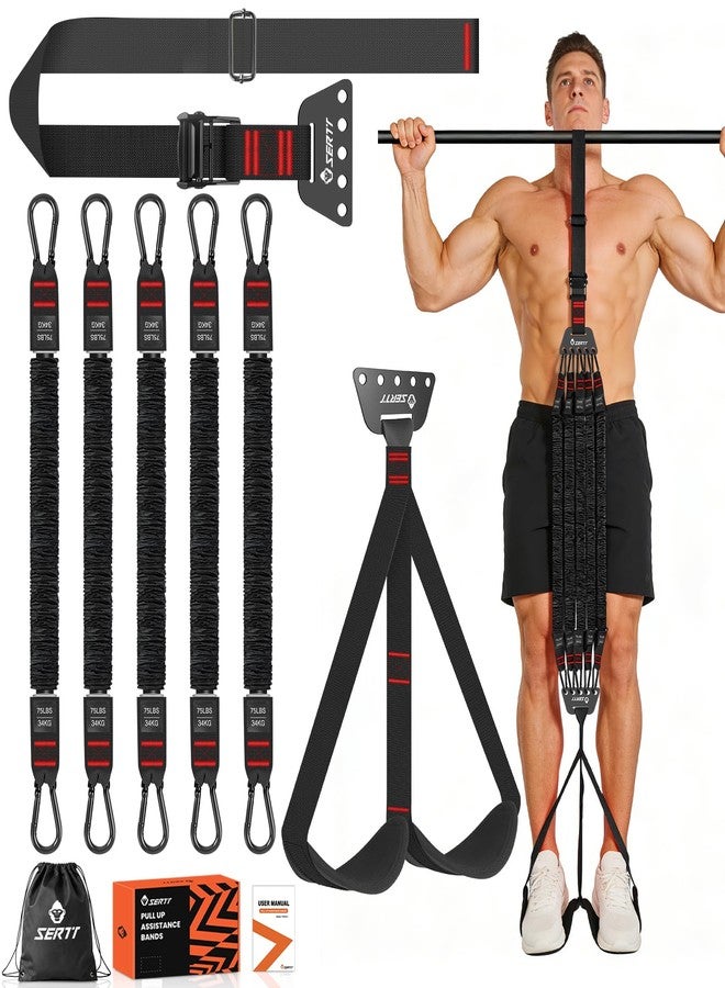 SERTT Adjustable Pull Up Assistance Band, Heavy Duty Assisted Pull Up Bands Support 375lbs, Upgrade Pull Up Bar Resistance Bands for Assist Pullup Home Gym Strength Training (Black) - Image 1