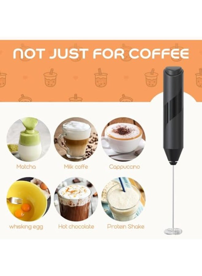 Milk Frother Handheld, Electric Whisk Beater Foam Maker, Portable Whisks, for Hot and Cold Milk, Latte, Cappuccino, Hot Chocolate (Black)  - Image 5
