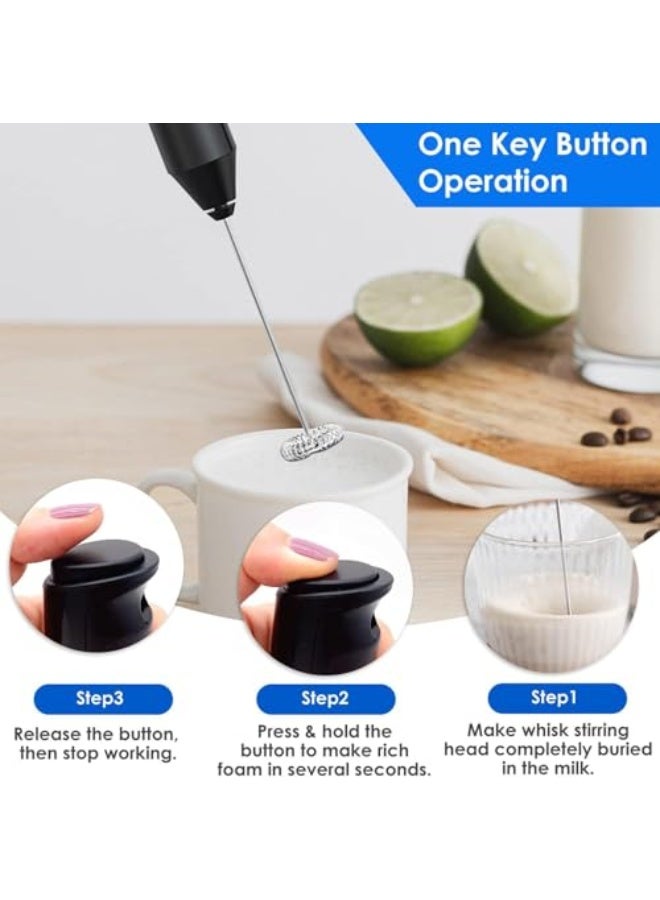 Milk Frother Handheld, Electric Whisk Beater Foam Maker, Portable Whisks, for Hot and Cold Milk, Latte, Cappuccino, Hot Chocolate (Black)  - Image 3