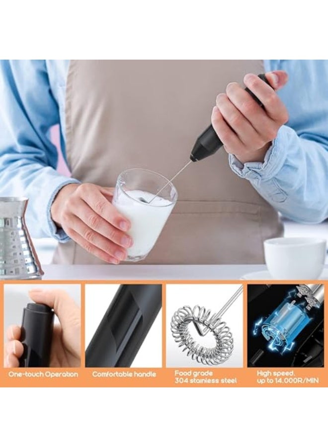Milk Frother Handheld, Electric Whisk Beater Foam Maker, Portable Whisks, for Hot and Cold Milk, Latte, Cappuccino, Hot Chocolate (Black)  - Image 2