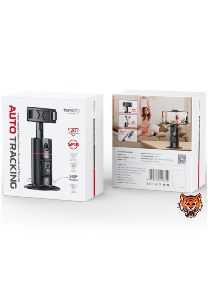 "Auto Face Tracking Tripod 360° Removable Design with Remote Controller – Selfie Stick Holder for Perfect Shots"