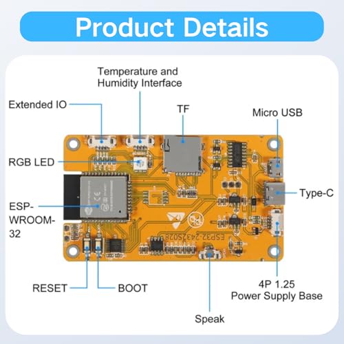 MELIFE 2PCS 2.8" inch ESP32 Display, ESP32-2432S028R WiFi+BT Dual-core TFT Module ILI9341 Driver for Arduino IoT, CYD ESP32 240X320 Smart LCD Display Screen - Image 3