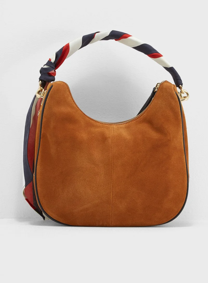 TOMMY HILFIGER Suede Iconic Foulard Hobo