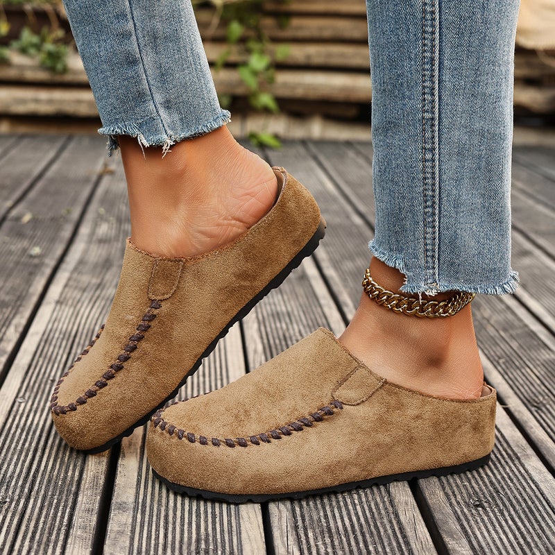 Lazy Slippers With Thick Soles, New Style, Closed-Toe Half Slippers, Retro Birkenstock Shoes, Slip-On Retro Shoes For Outdoor Wear - Image 5