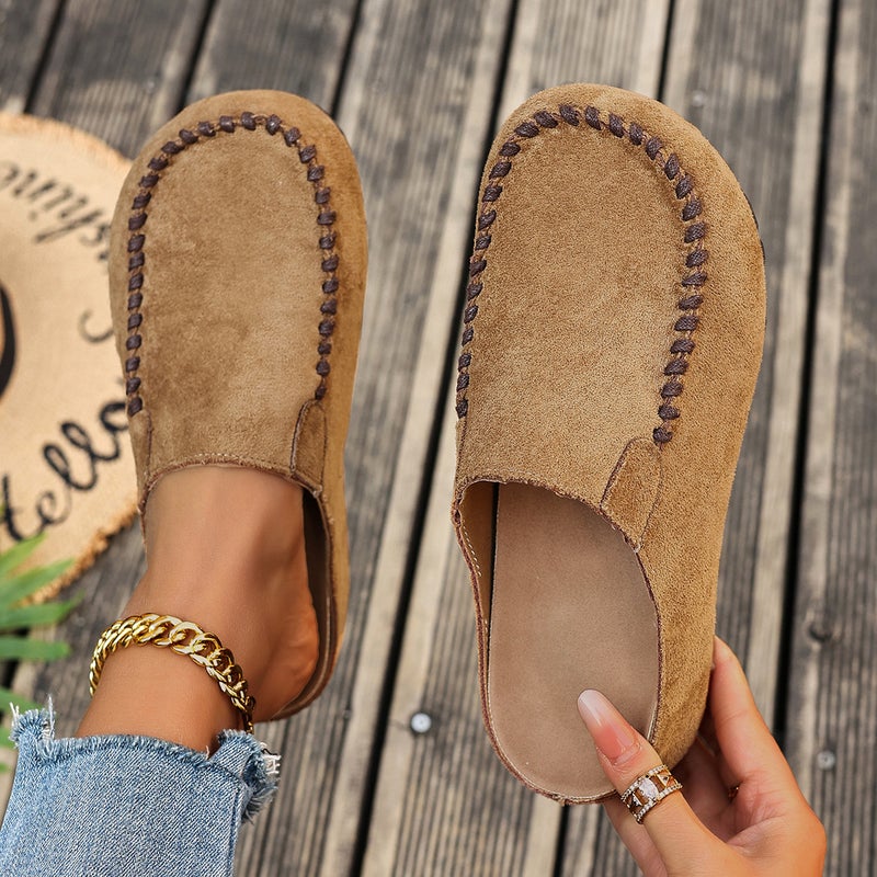 Lazy Slippers With Thick Soles, New Style, Closed-Toe Half Slippers, Retro Birkenstock Shoes, Slip-On Retro Shoes For Outdoor Wear - Image 1