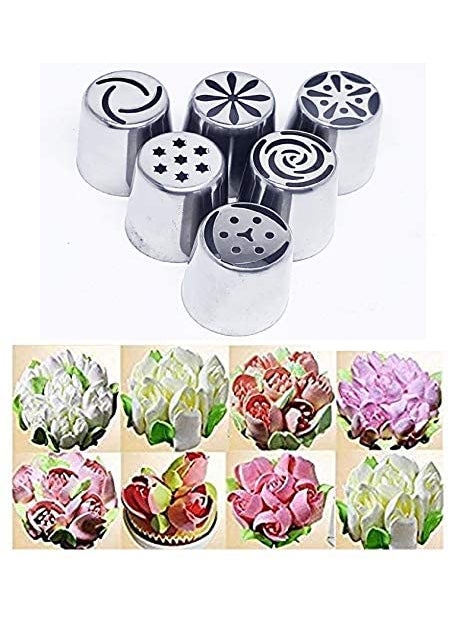 S.B. ANJALI SHALU BHAI SB ANJALI SHALU BHAI Piping Nozzles 3Pcs Round Russian Nozzle Set 6pcs Russain Icing Nozzle Set Total 9 Nozzle One Coupler  - Image 2