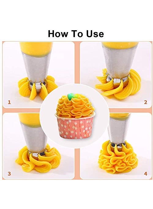 S.B. ANJALI SHALU BHAI SB ANJALI SHALU BHAI Piping Nozzles 3Pcs Round Russian Nozzle Set 6pcs Russain Icing Nozzle Set Total 9 Nozzle One Coupler  - Image 4