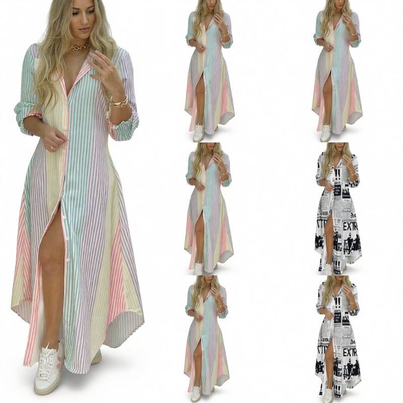 Elegant Sexy Shirt Dress Long Dress for Women - Image 1