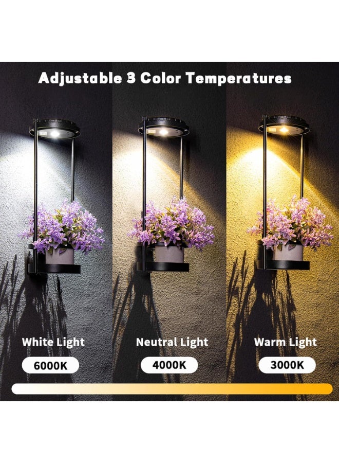 SYOSI Solar Wall Lamps with Plant Stand, Outdoor Lights for House, 3 Color Solar Outdoor Lights With Hanging Plant Holder, Exterior Lighting Fixtures, Porch Light for Garden, Yard, Patio, Balcony, Black - Image 4