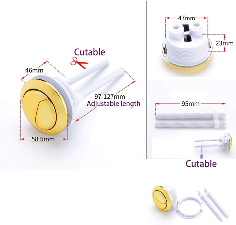 زر تواليت ذهبي زر دفع مزدوج لتوفير المياه مجموعة استبدال سهلة التركيب - Image 3