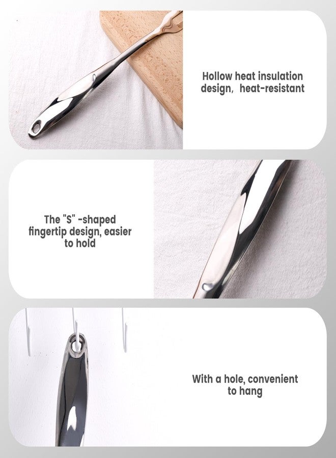 هانزغو شوكة تقطيع اللحوم من الفولاذ المقاوم للصدأ من هانزجو، بطول 14.6 بوصة، شوكة تقديم وشواء ذات شعبتين مع فتحة للتعليق، مقبض مجوف لتقليل الحرارة بشكل أفضل، أداة مطبخ للطبخ والتقديم. - Image 4