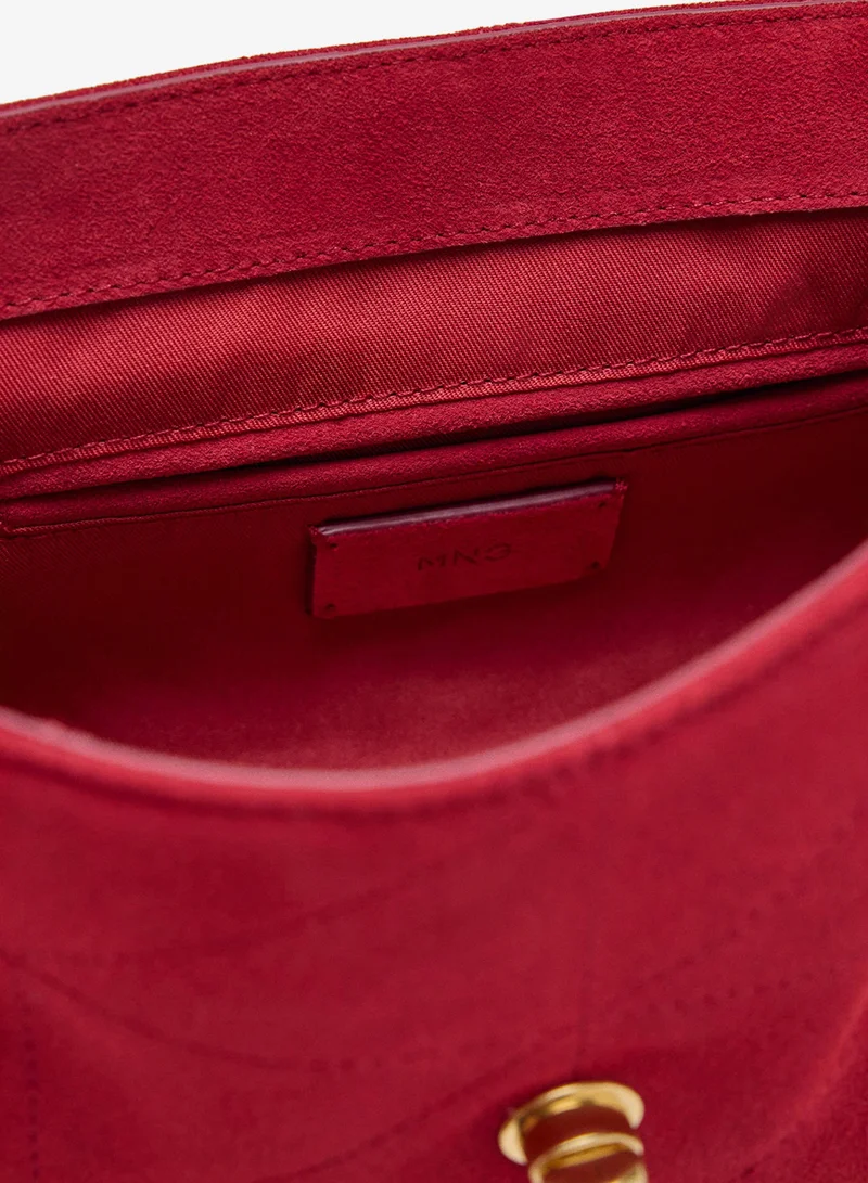 Mango 70-ROJO Small Leather Chain Shoulder Bag for Women | Best Price UAE