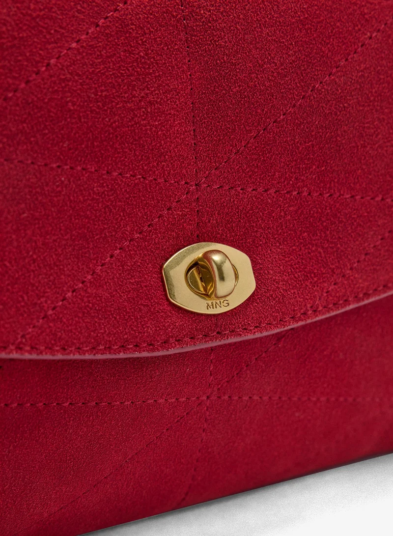 Mango 70-ROJO Small Leather Chain Shoulder Bag for Women | Best Price UAE