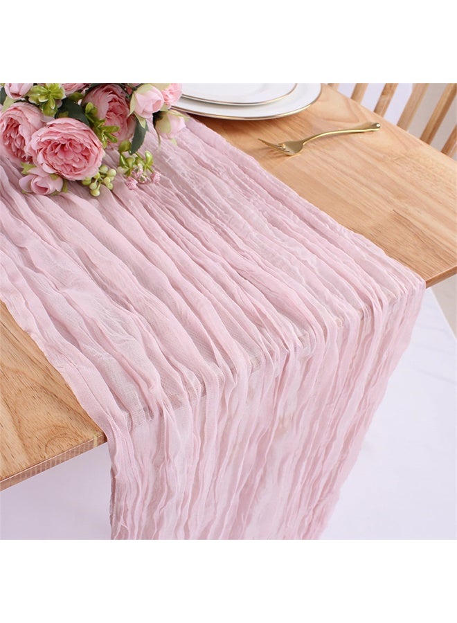 Pink Cheesecloth Table Runner Fall Thanksgiving Boho Rustic Gauze Dusty Pink Farmhouse 90*300CM（35 x 120 Inch） Cheese Cloth Runner for Wedding Party Baby Shower Birthday Holiday Home Decor - Image 1