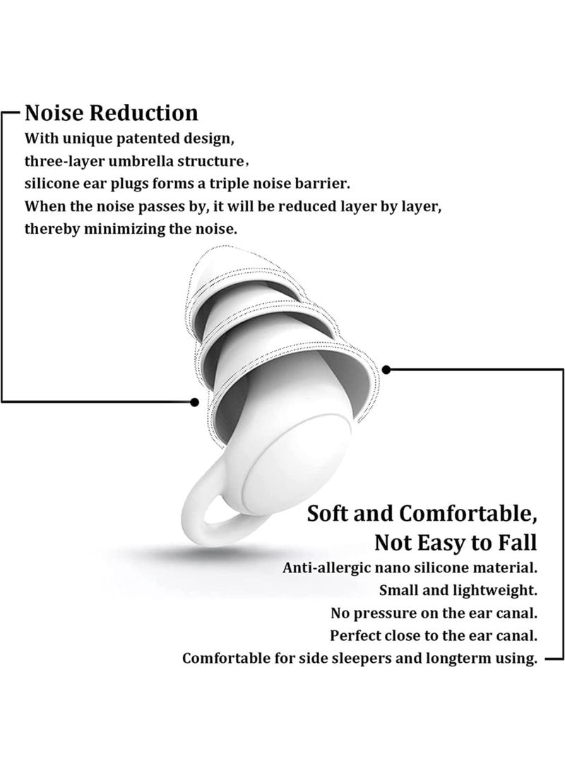 SOLARAE Silicone Ear Plugs for Sleeping Noise Cancelling, Soft Reusable Earplugs for Sleep, Ear Plug for Swimming Snoring Traveling Studying Working Mowing Loud Noise, 1 Pair (White) - Image 3