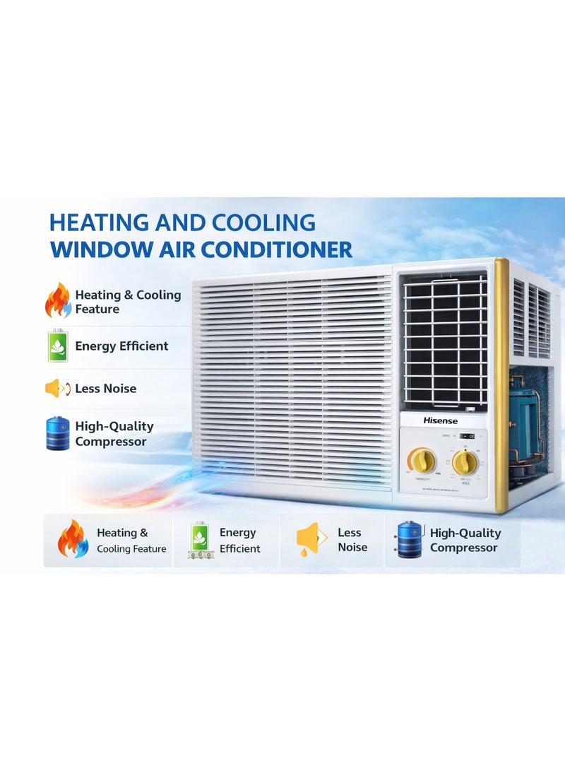 Hisense 17800 BTU 1.5 Ton Cold & Hot Window Air Conditioner, Noiseless, Energy Saving, HW18HA23 White - Image 5