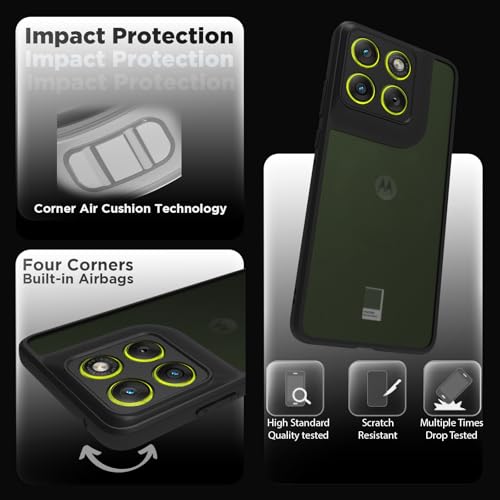 RIGGEAR Shockproof Sleek Hybrid Armor Back Cover Case for Motorola Moto Edge 70 5G (Smoke Black Matte PC + Black TPU Bumper) - Image 3