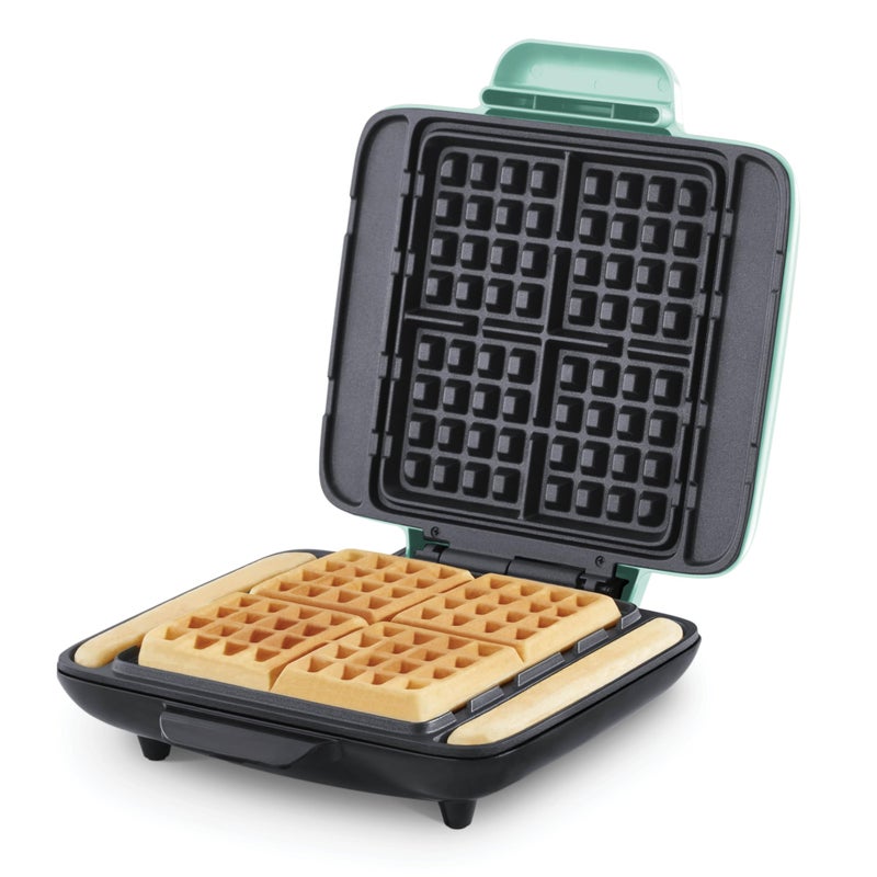 Dash Deluxe NoDrip Waffle Iron Maker Machine 1200W  Hash Browns or Any Breakfast Lunch  Snacks with Easy Clean NonStick  Mess Free Sides Aqua