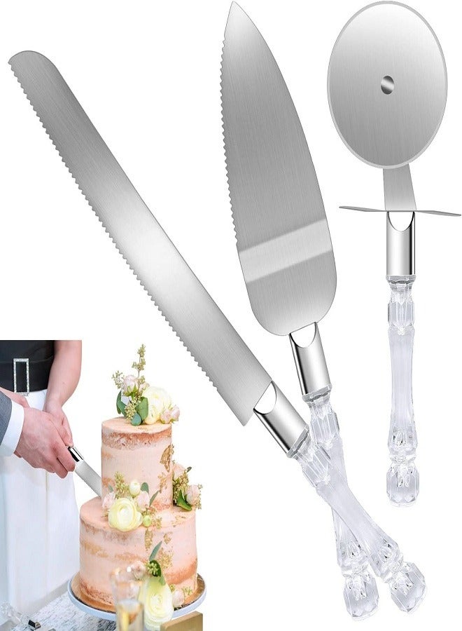 Cake Cutter Set with Pizza Cutter Wheel, for Wedding, Birthday, Anniversary and Party Cakes  - Image 1