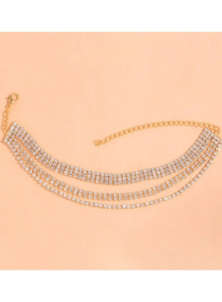 Mark Fairwhale Fashionable Full Diamond Heart-Shaped Simple Ankle Chain - Image 1