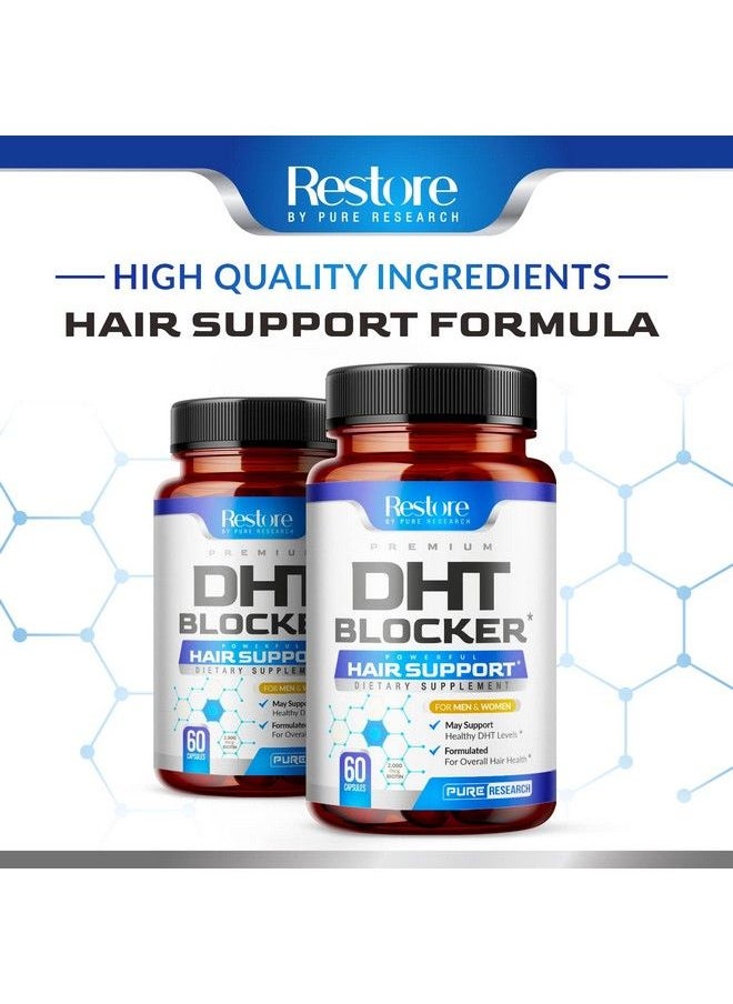 PURE RESEARCH - Dht Blocker Hair Growth Support Supplement - Supports Healthy Hair Growth Healthy Thick Strong Hair - Saw Palmetto + Hair Vitamins For Women & Men - May Support Healthy Dht Levels - Low Loss Capsules - Image 1