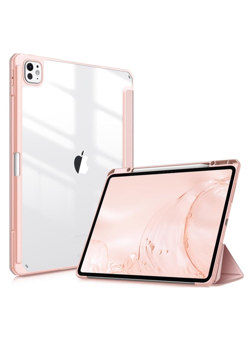 Case Compatible with iPad Air 13 Inch (M2) 2024 Case, Smart Slim Folio Stand Auto Sleep/Wake Cover, with Pencil Slot, Clear Transparent Back Shell for iPad Air 13 Inch (pink) - Image 1