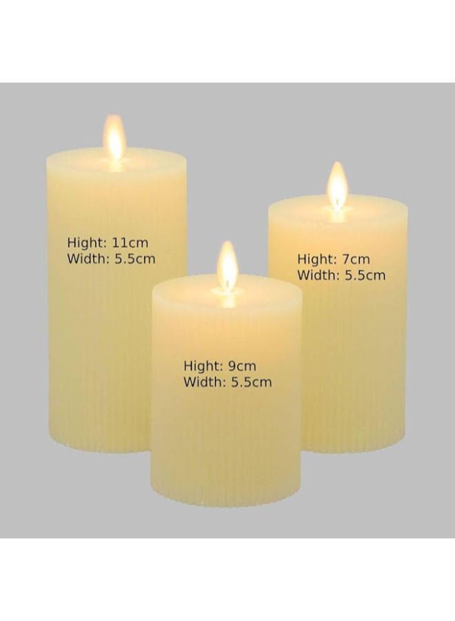 Set of 3 Flameless Pillar Candles, Battery Operated - Image 2