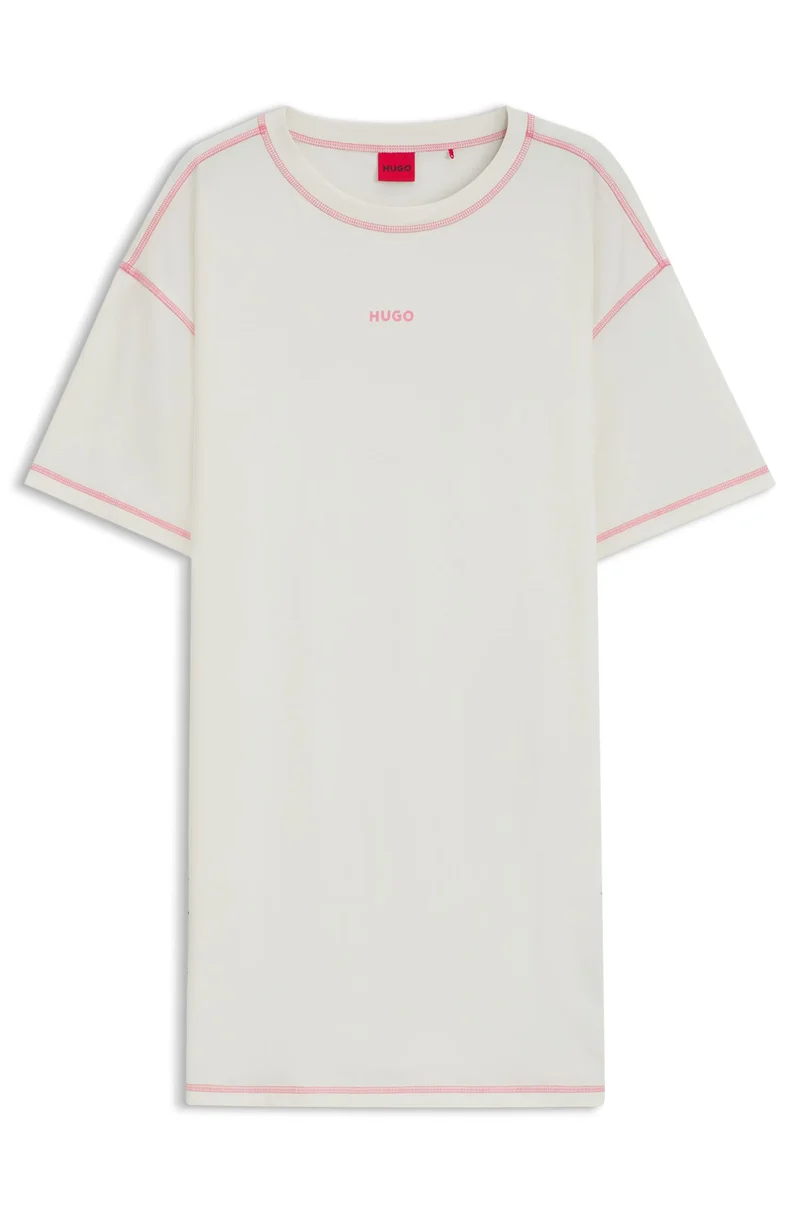 HUGO Stretch-cotton nightdress with contrast logo