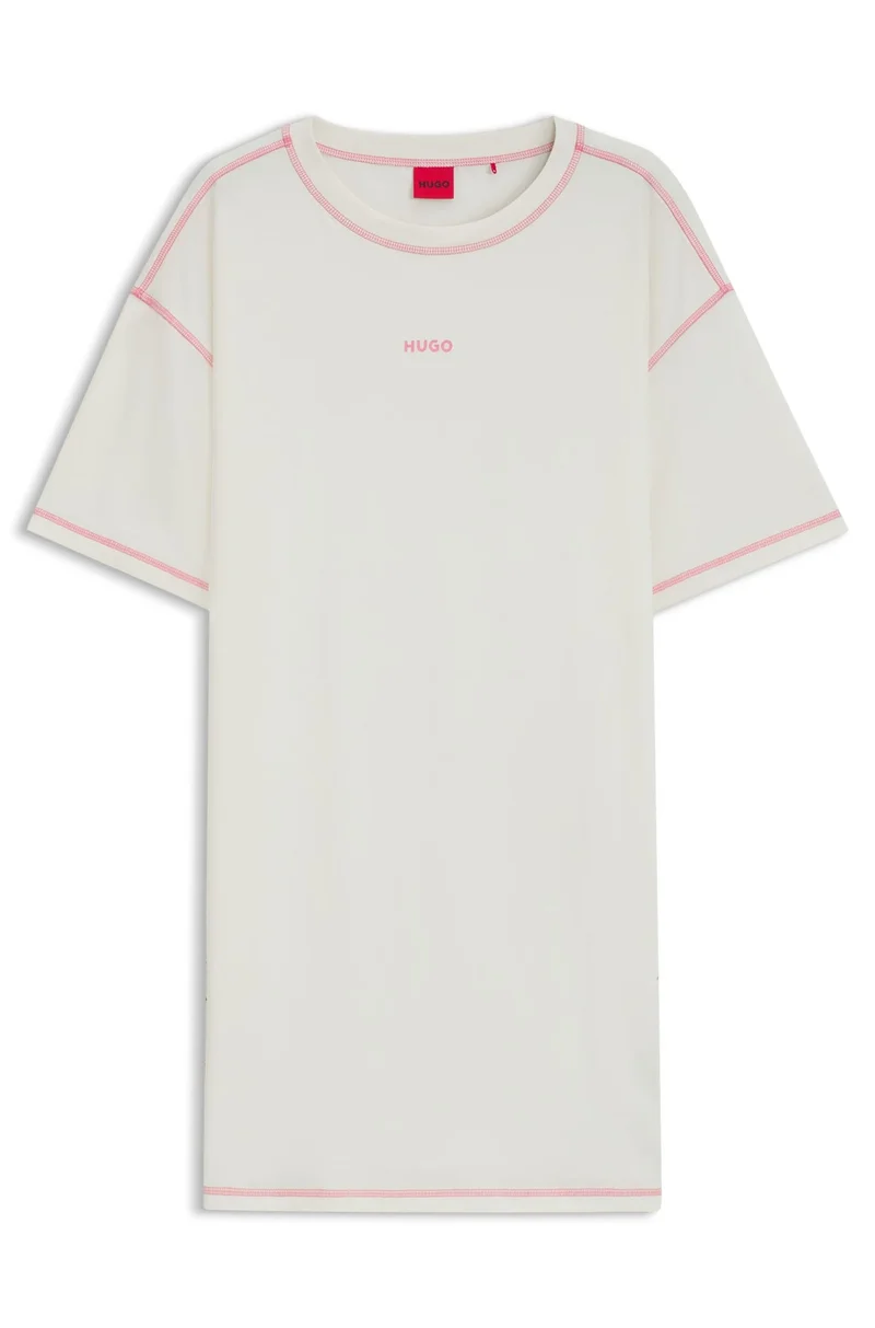 HUGO Stretch-cotton nightdress with contrast logo
