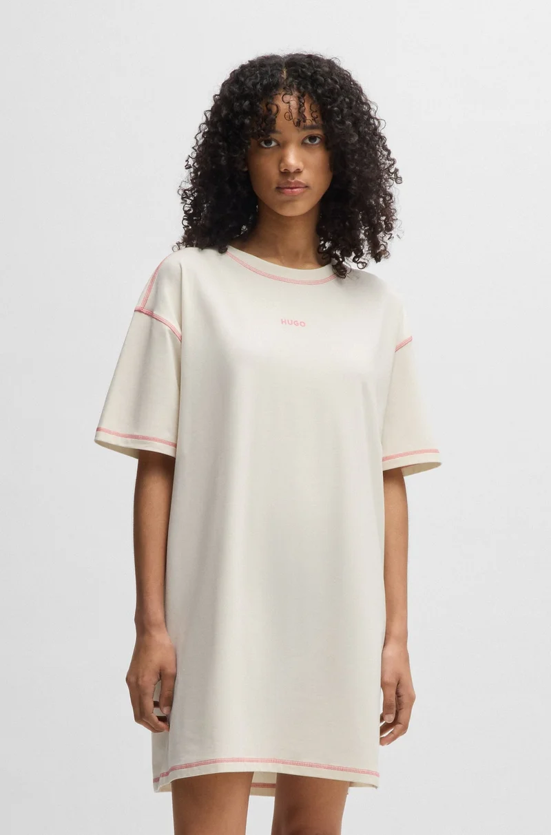 HUGO Stretch-cotton nightdress with contrast logo